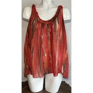 Cynthia Cynthia Steffe Womens silk tank Top Red Printed Blouse Shirt Sleeveless